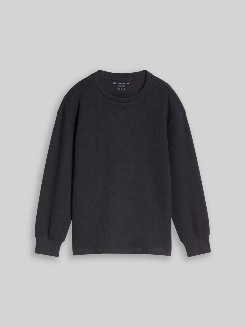 Oversize Langarmshirt in Strick-Optik von Teen Boys, coal grey