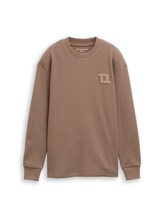 Ausgewählt, Oversize Langarmshirt mit Waffelstruktur von Tom Tailor, braun