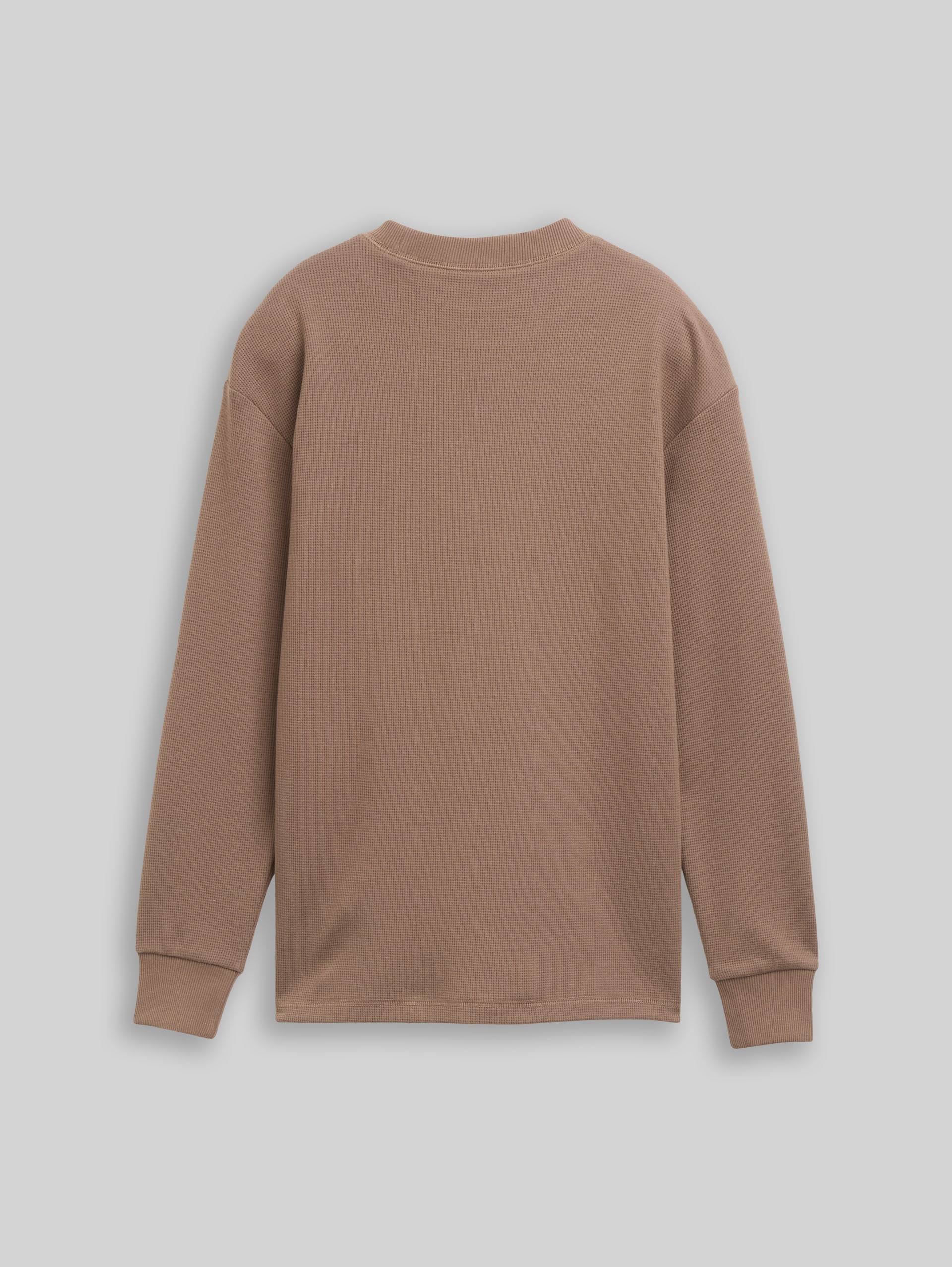 Oversize Langarmshirt mit Waffelstruktur - seed brown