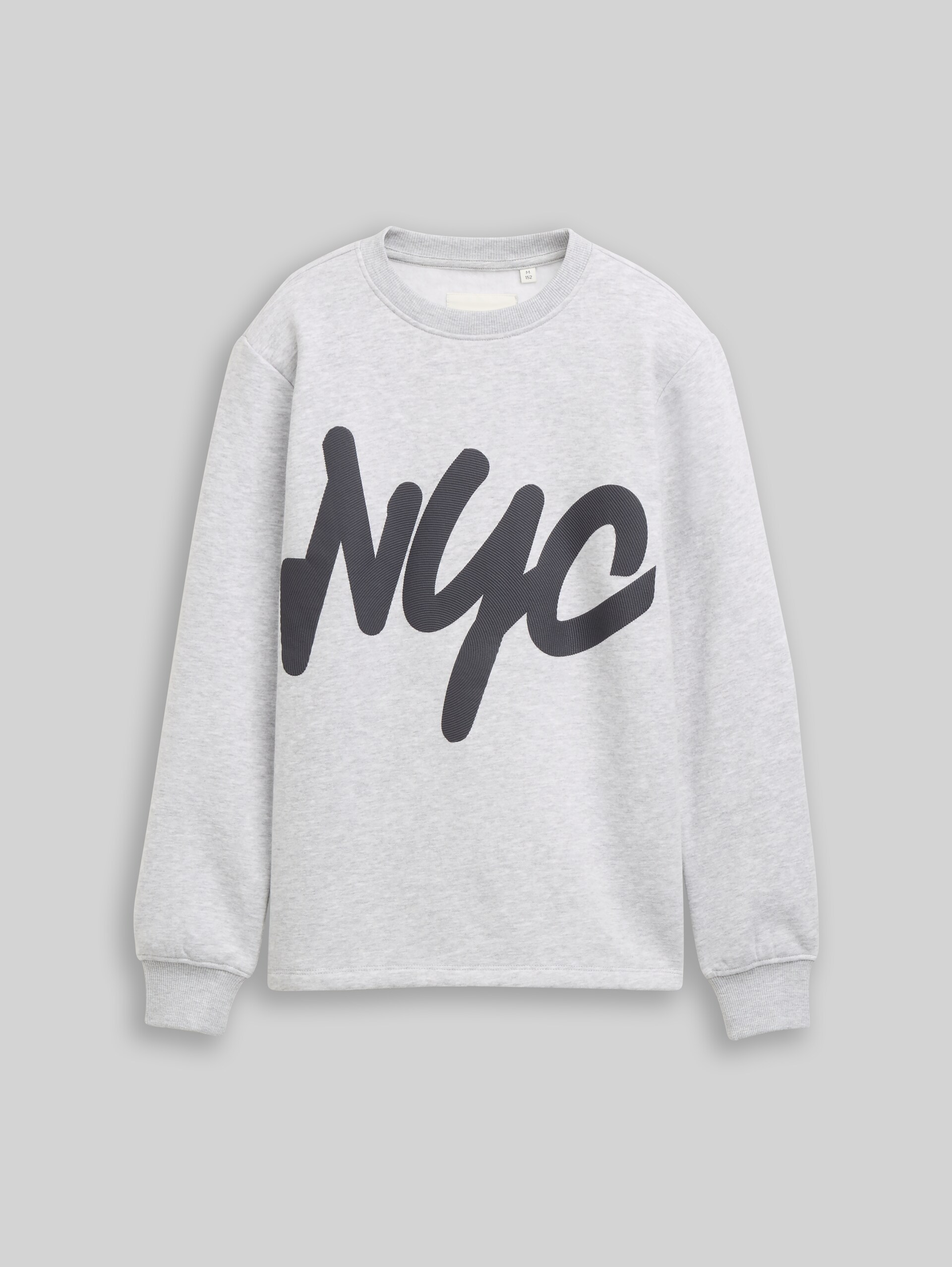 Sweatshirt met opschrift - Light Stone Grey Melange - Product vooraanzicht