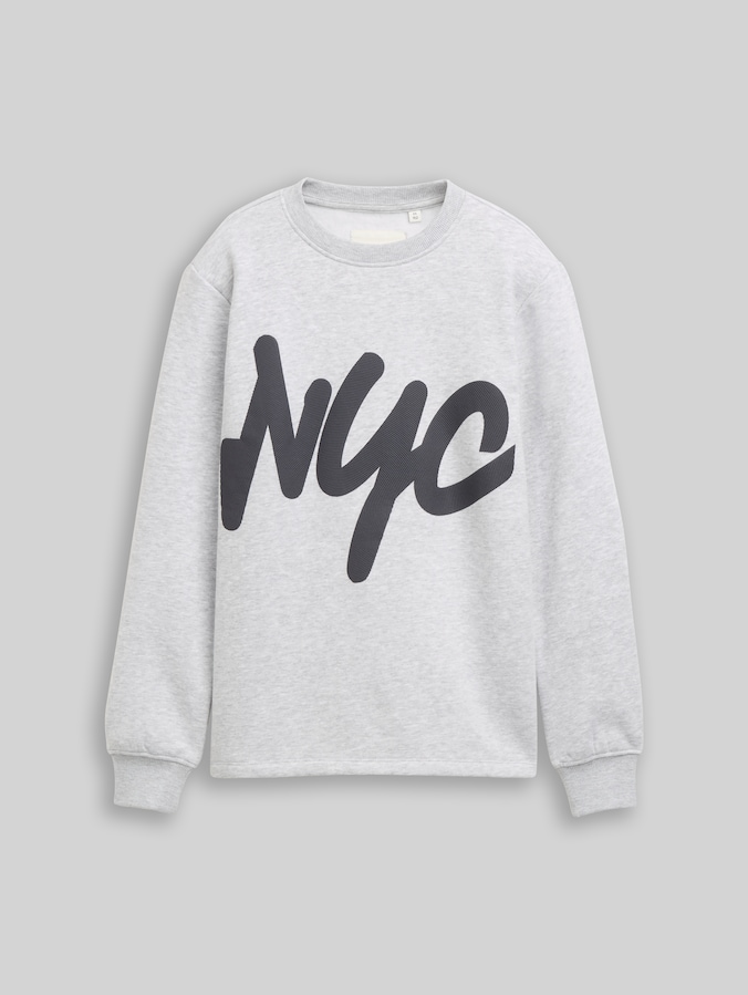 Sweatshirt met opschrift door Teen Boys, Light Stone Grey Melange