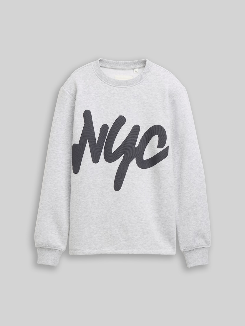 Sweat-shirt avec inscription par Teen Boys, Light Stone Grey Melange
