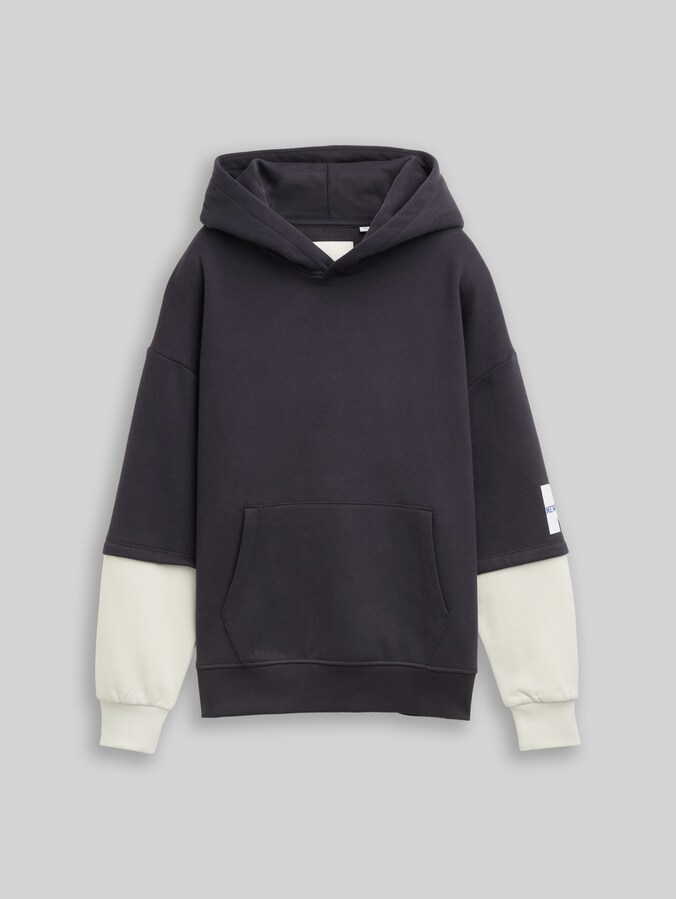 Oversized hoodie in 2-in-1-look door Teen Boys, coal grey