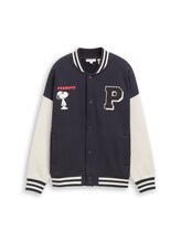 Geselecteerd, Oversized college-sweatjack met Snoopy-print door Tom Tailor, grauw