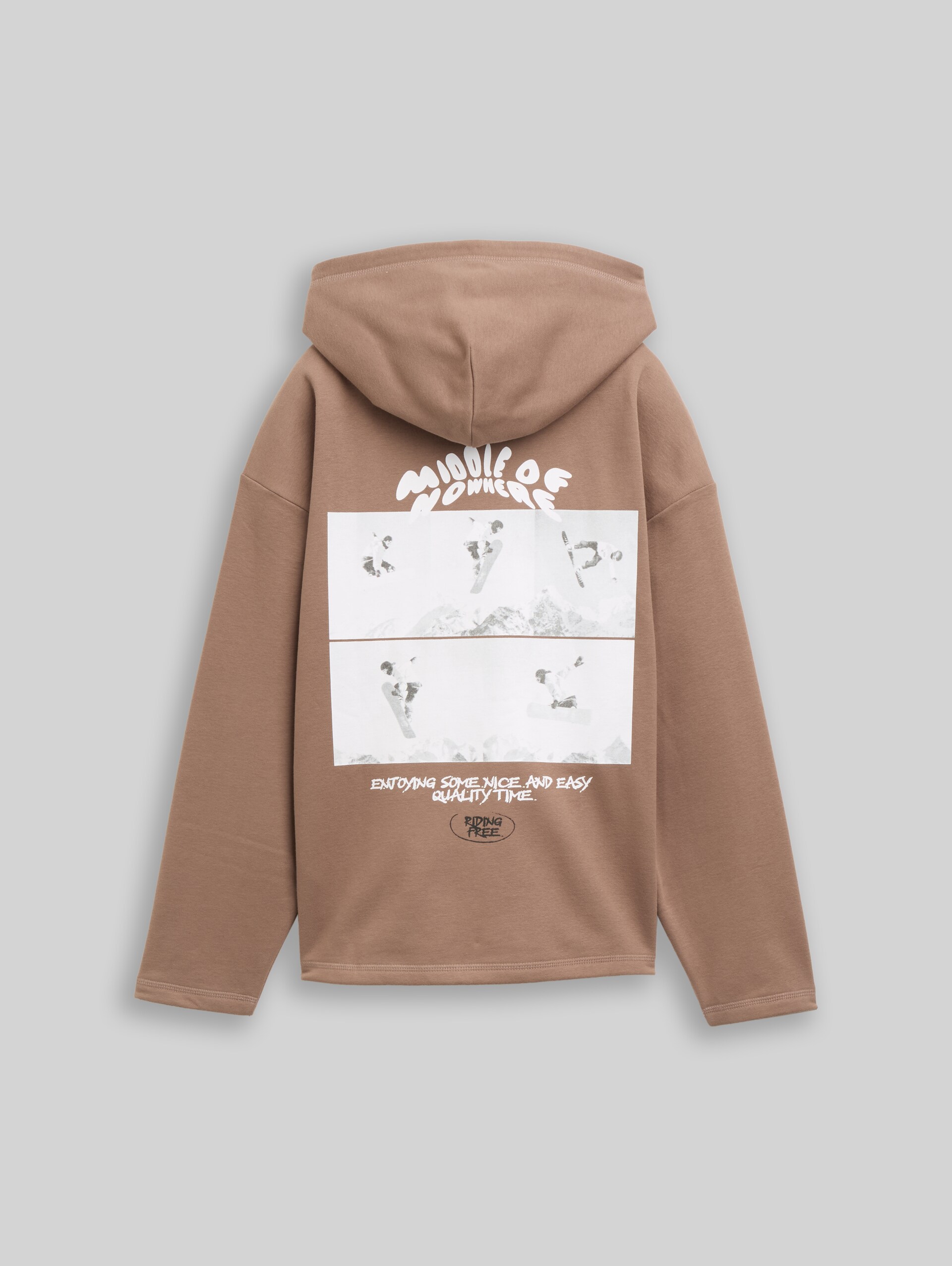 Sweat à capuche oversize avec imprimé dans le dos - seed brown