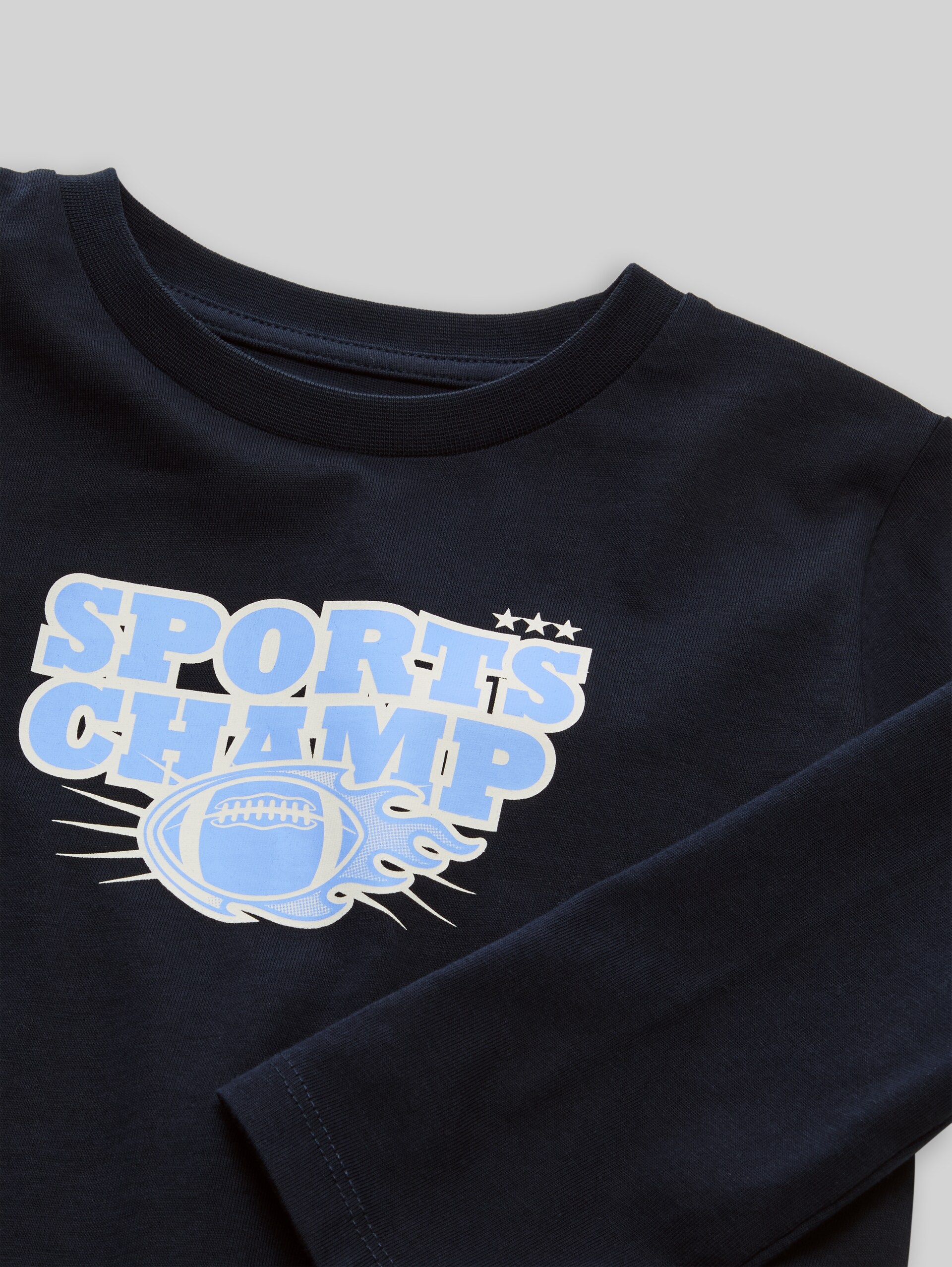 Langarmshirt mit Print - sky captain blue - Detail-Model-Ansicht