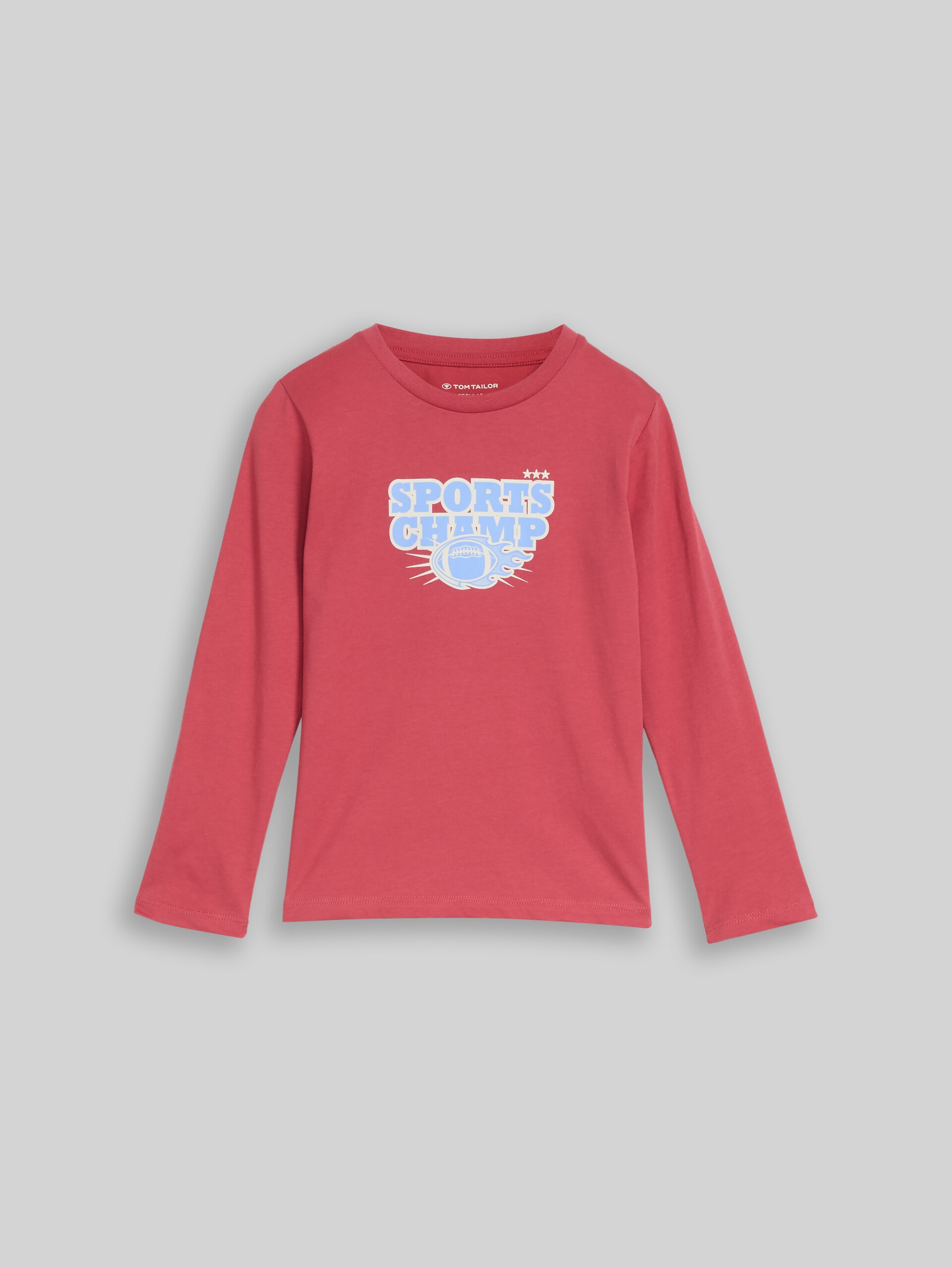 Langarmshirt mit Print - Berry Red - Vorder-Produkt-Ansicht