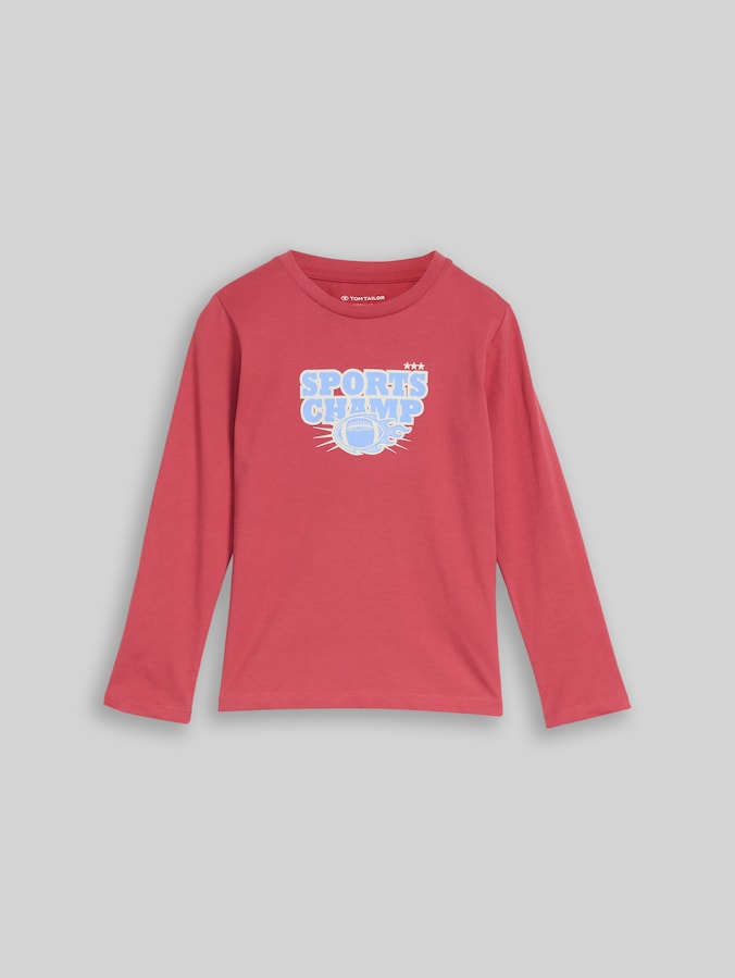 T-shirt met lange mouwen en print door Mini Boys, Berry Red