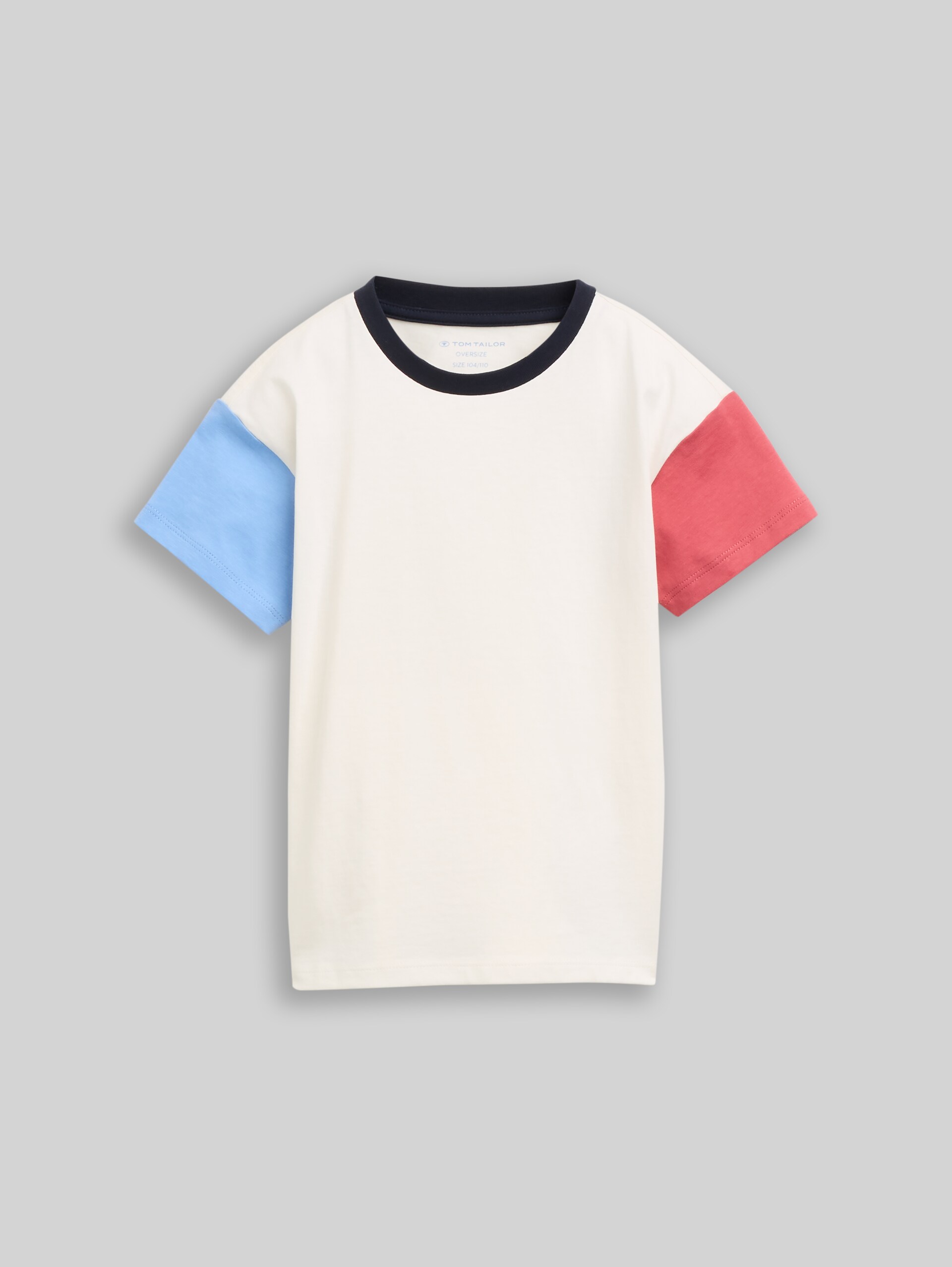 Oversize T-Shirt mit Colour Blocking - Wool White - Vorder-Produkt-Ansicht