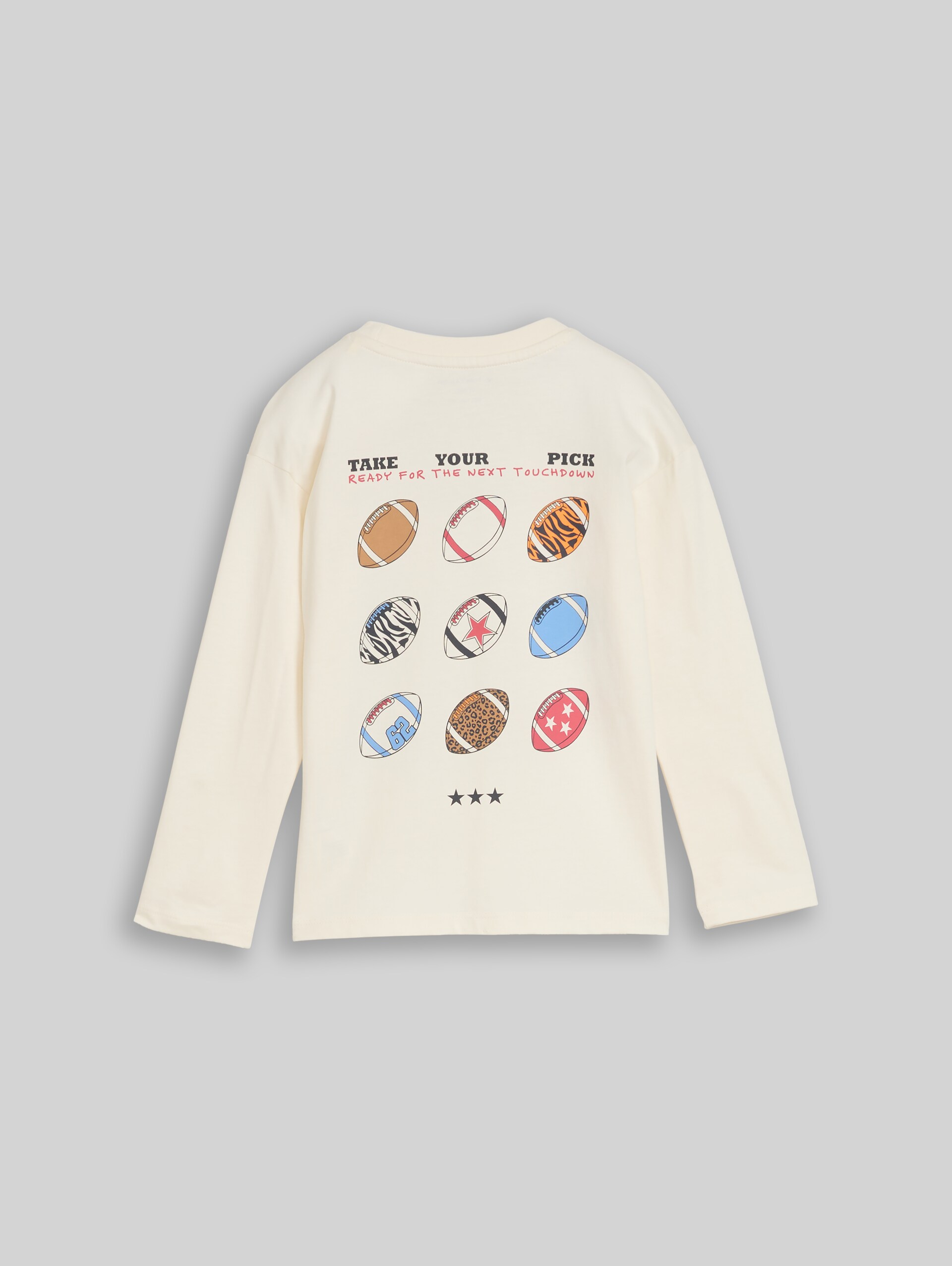 Oversize Langarmshirt mit Rückenprint - Wool White