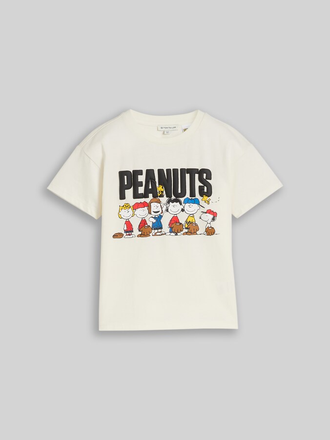 Oversized T-shirt met Peanuts-print door Mini Boys, Wool White