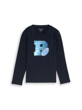 Geselecteerd, T-shirt met lange mouwen en interactieve print door Tom Tailor, blauw
