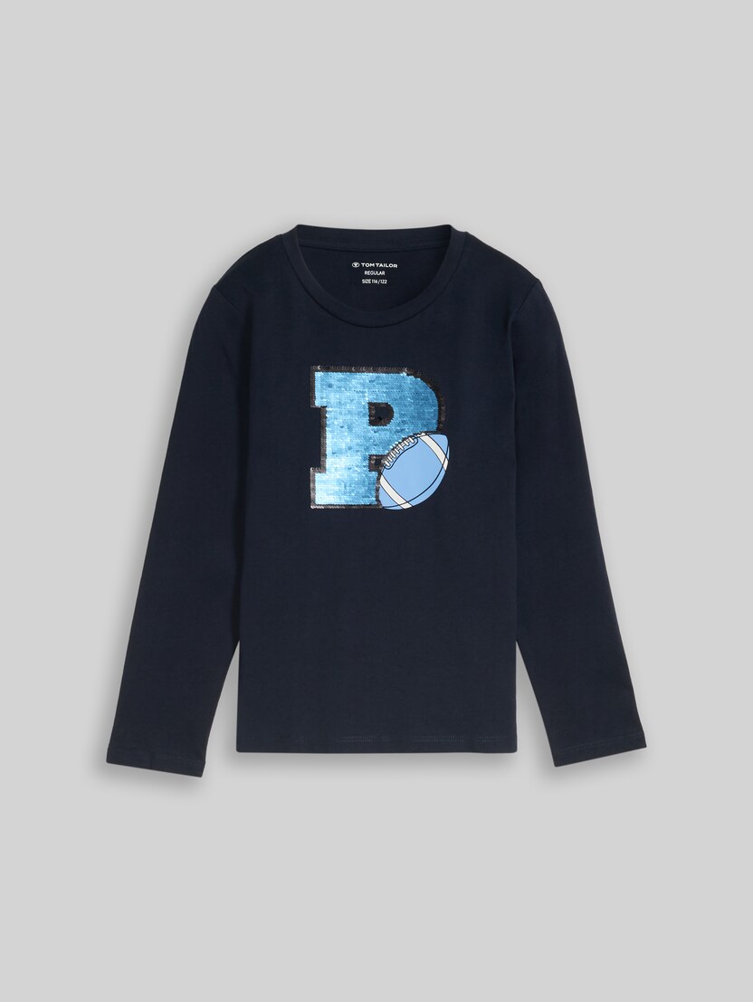 Langarmshirt mit interaktivem Print von Mini Boys, sky captain blue