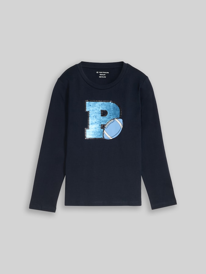 Langarmshirt mit interaktivem Print von Mini Boys, sky captain blue