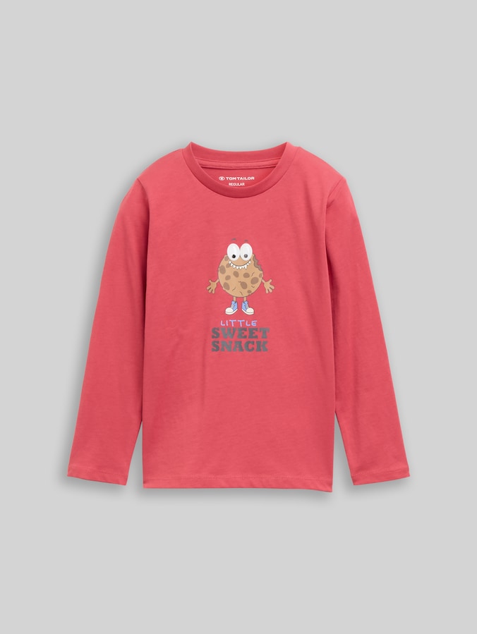 Langarmshirt mit interaktivem Print von Mini Boys, Berry Red