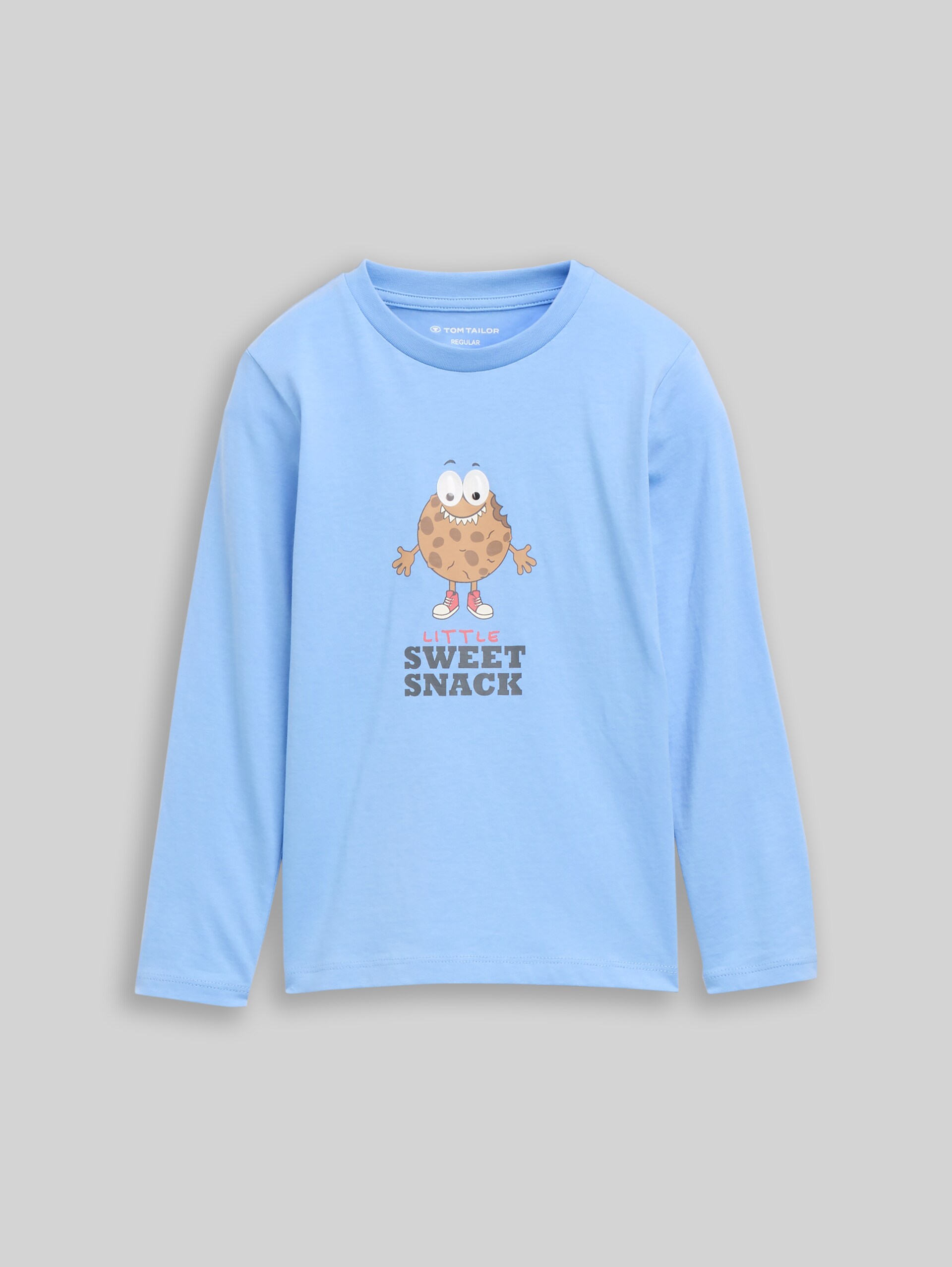 T-shirt met lange mouwen en interactieve print - Light Blue - Product vooraanzicht