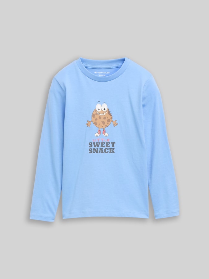 Langarmshirt mit interaktivem Print von Mini Boys, Light Blue