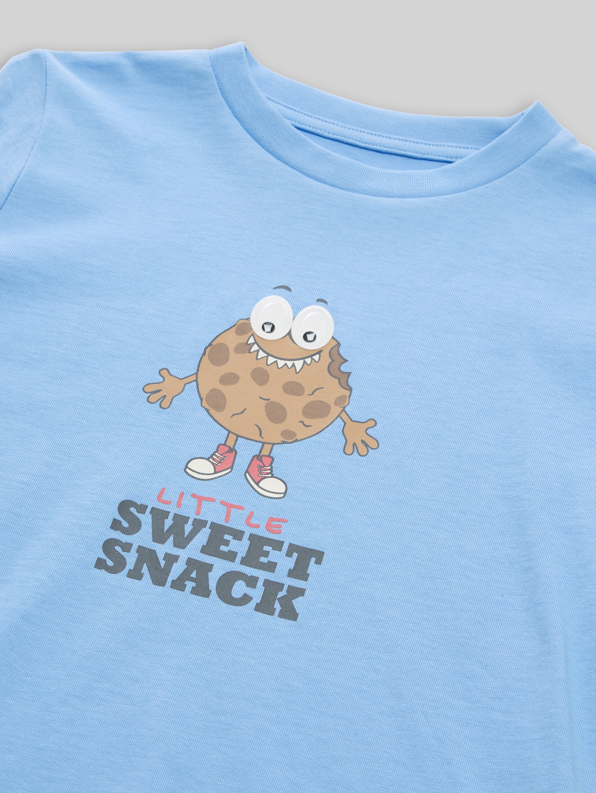 T-shirt met lange mouwen en interactieve print - Light Blue - Detailaanzicht model