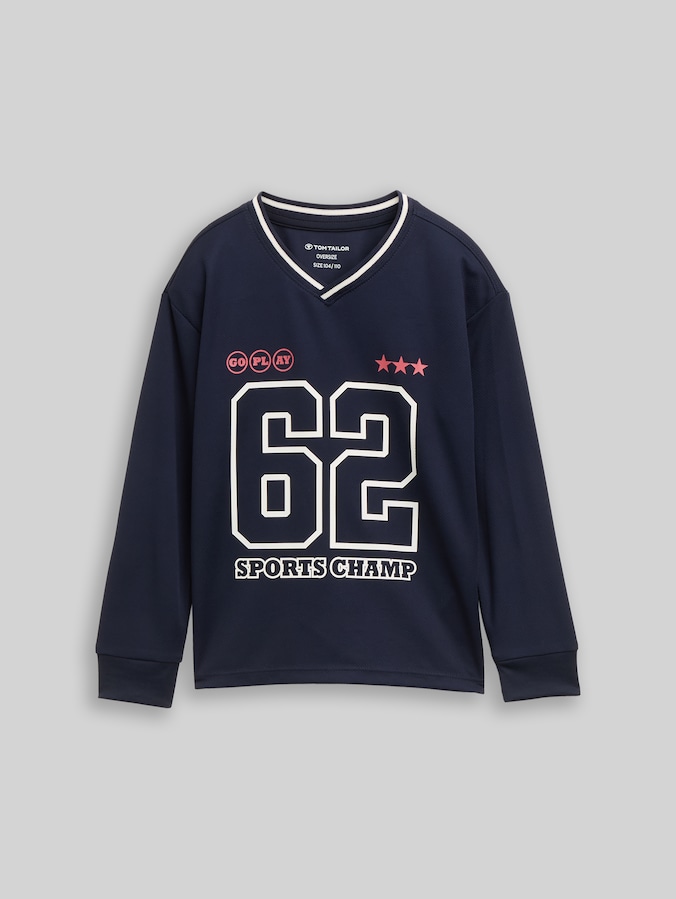 Oversized long-sleeved jersey top by Mini Boys, sky captain blue