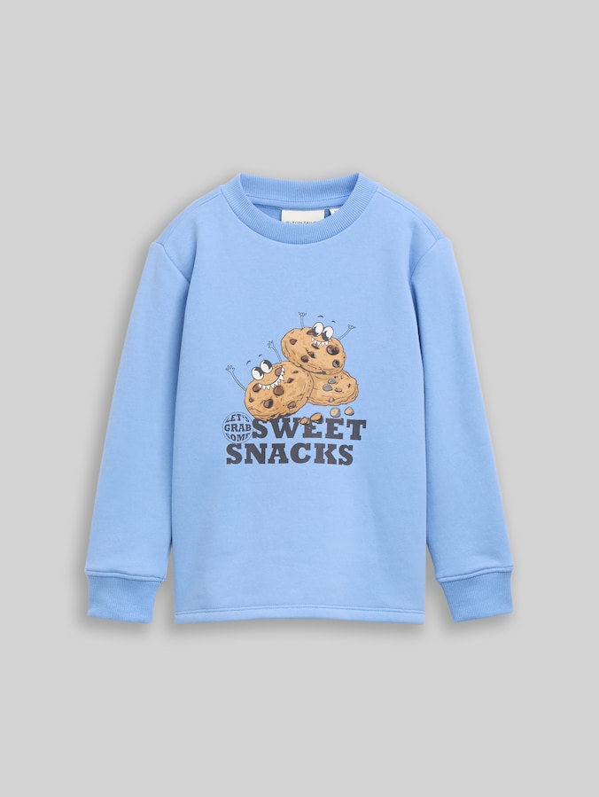 Sweatshirt met print door Mini Boys, Light Blue