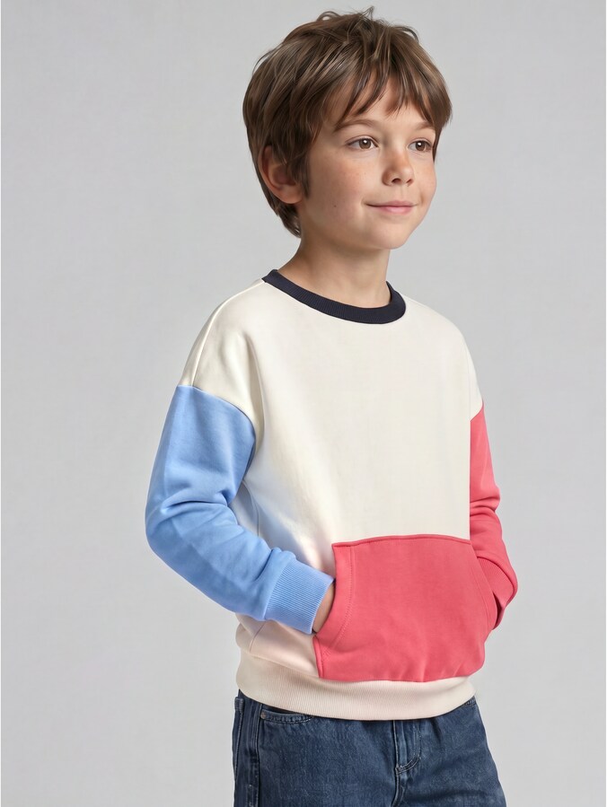 Oversized sweatshirt met kangoeroezak door Mini Boys, greyish white