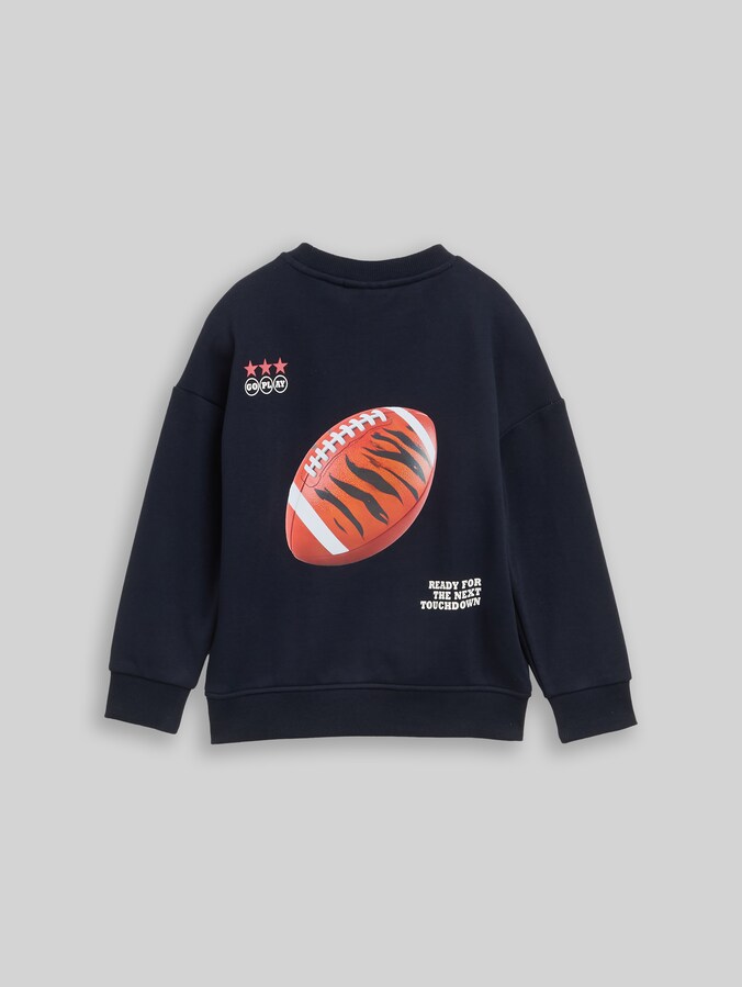 Oversized sweatshirt met print op de rug door Mini Boys, sky captain blue