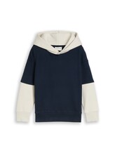 Ausgewählt, Oversize Hoodie Sweatshirt im 2-in-1-Look mit Rückenprint von Tom Tailor, blau