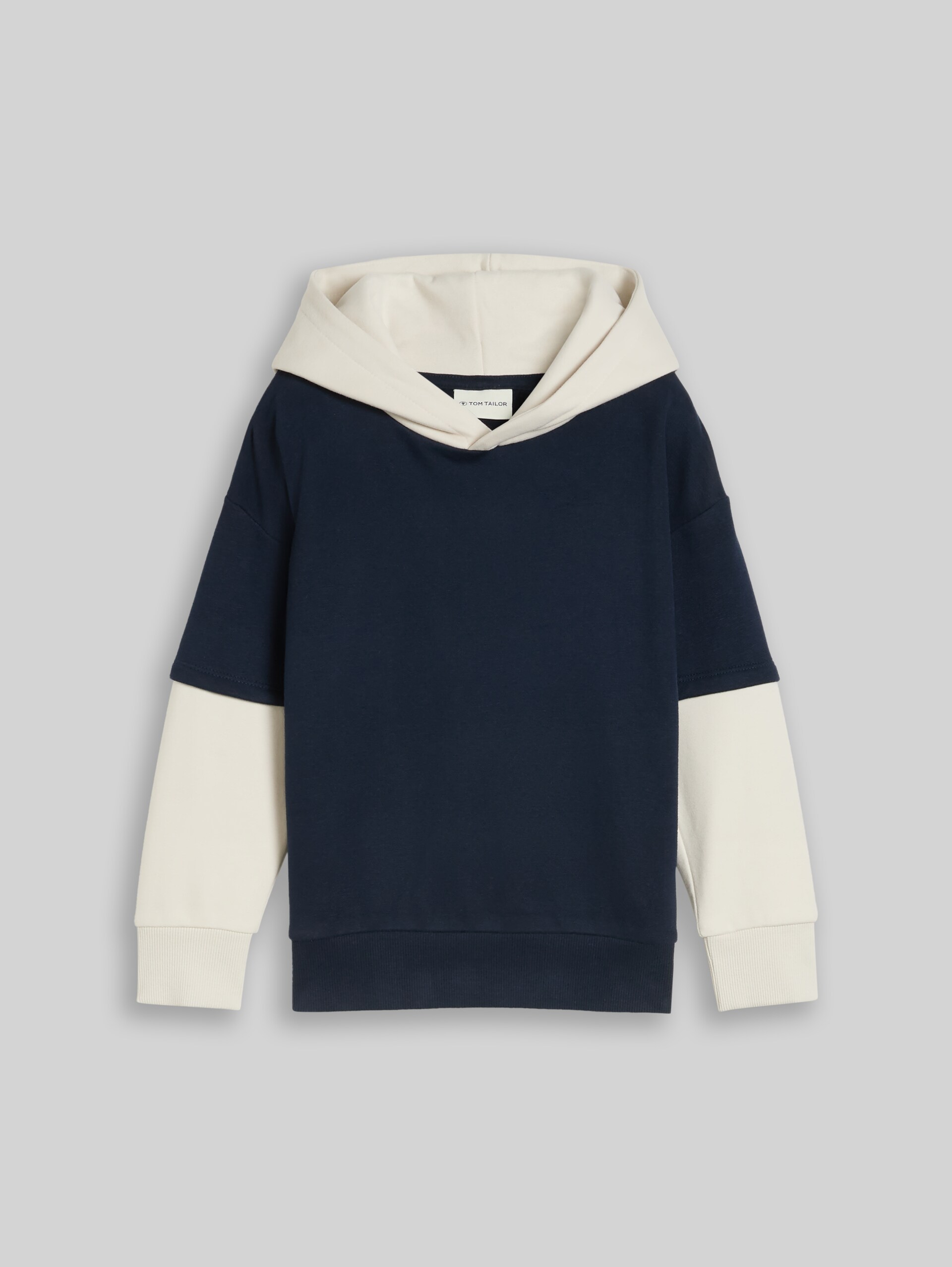 Sweat à capuche oversize au look 2-en-1 avec imprimé dans le dos - sky captain blue - Vue de face du produit