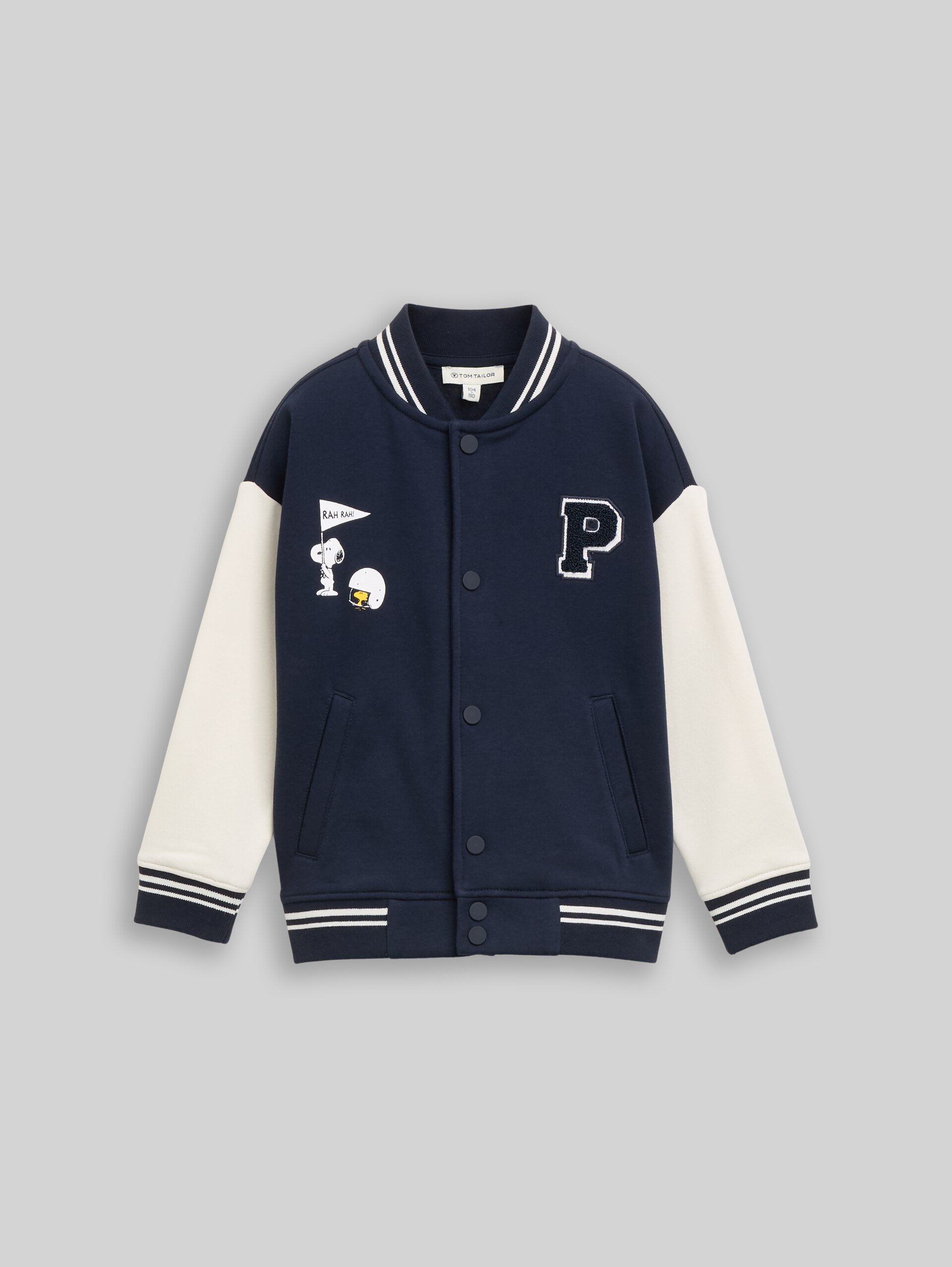 Oversize College Sweatjacke mit Snoopy-Rückenprint - sky captain blue - Vorder-Produkt-Ansicht
