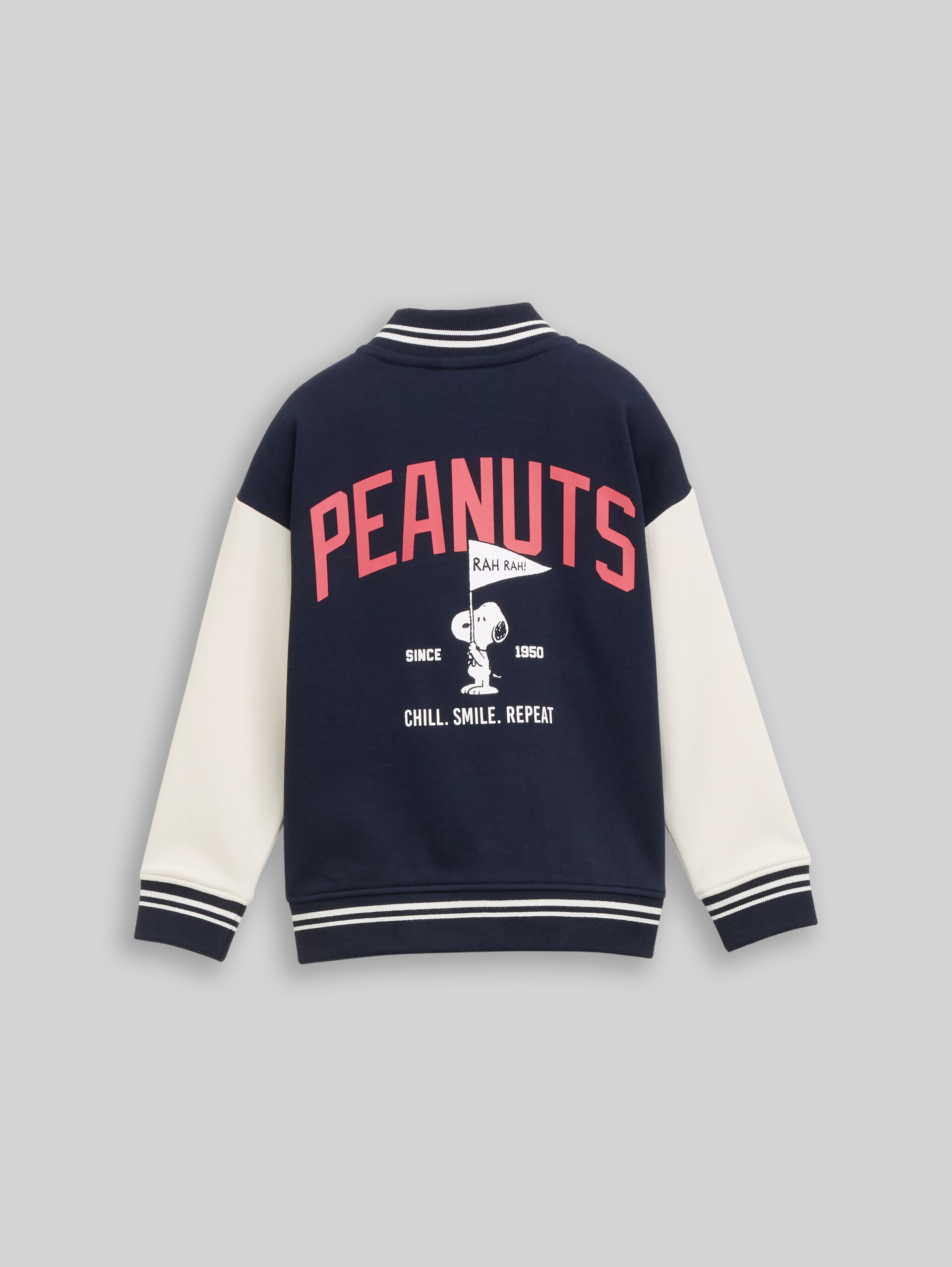 Oversize College Sweatjacke mit Snoopy-Rückenprint - sky captain blue