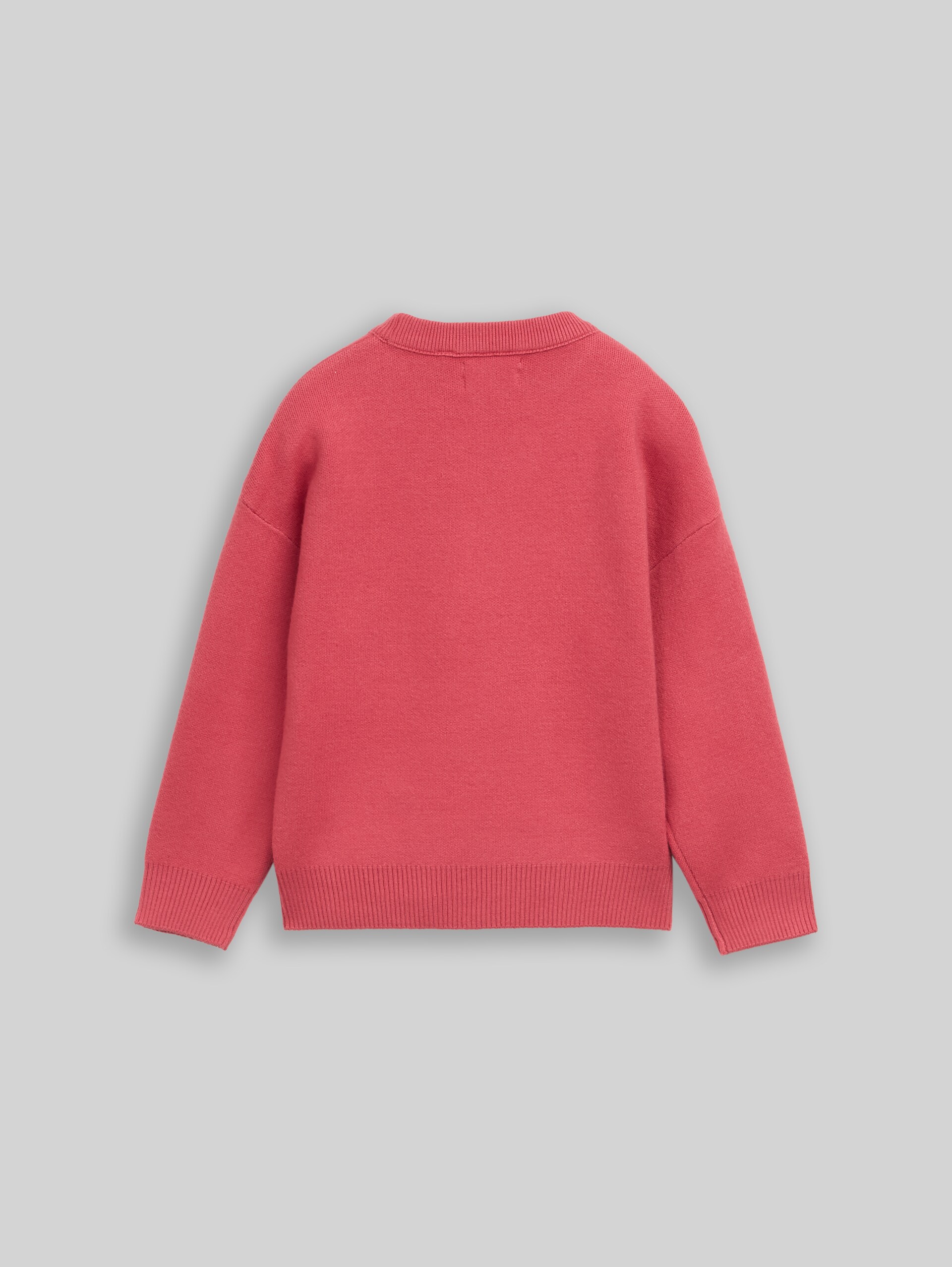 Oversize Strickpullover mit Print - Berry Red