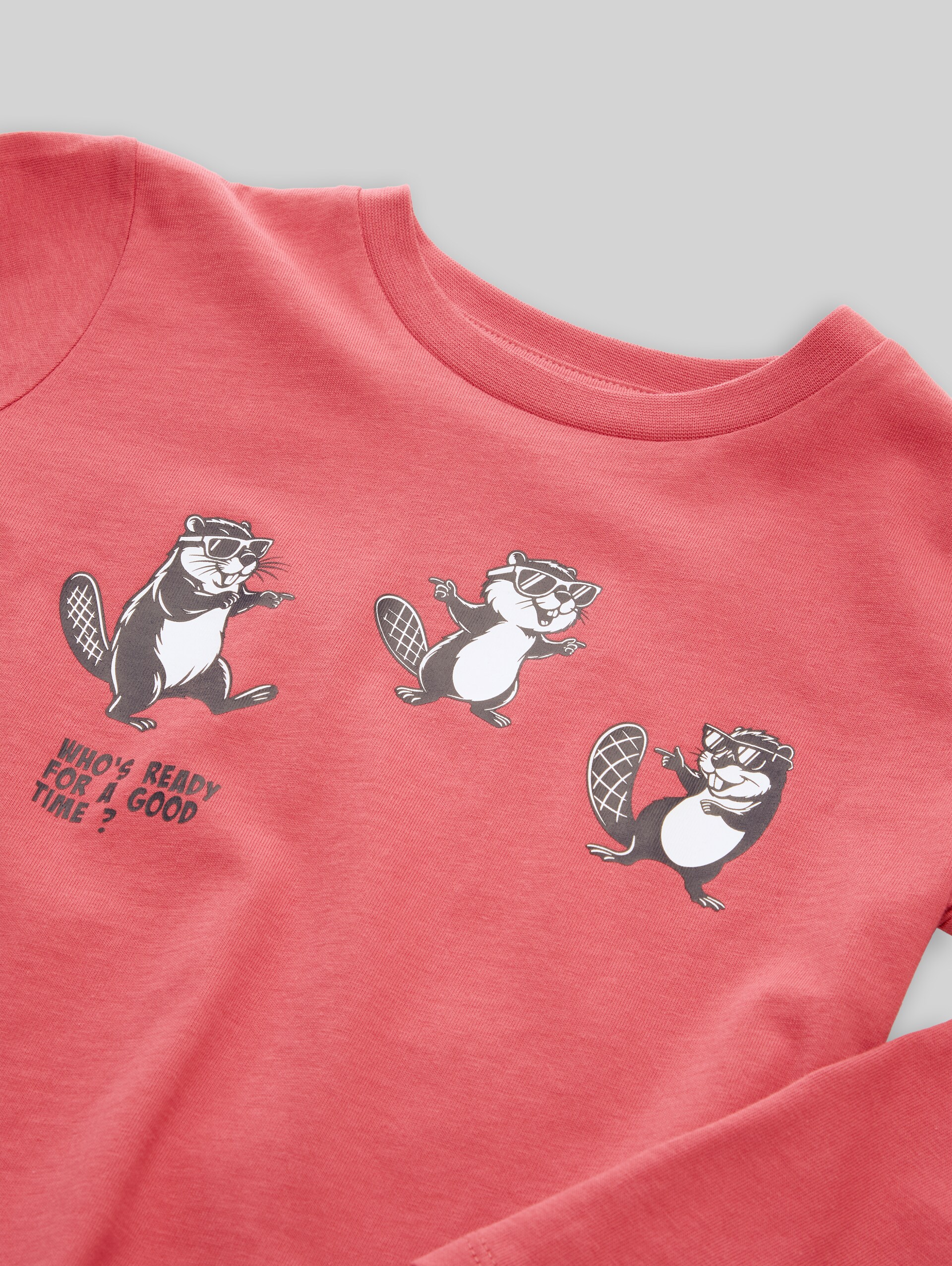 T-shirt à manches longues avec imprimé - Berry Red - Vue détaillée du modèle