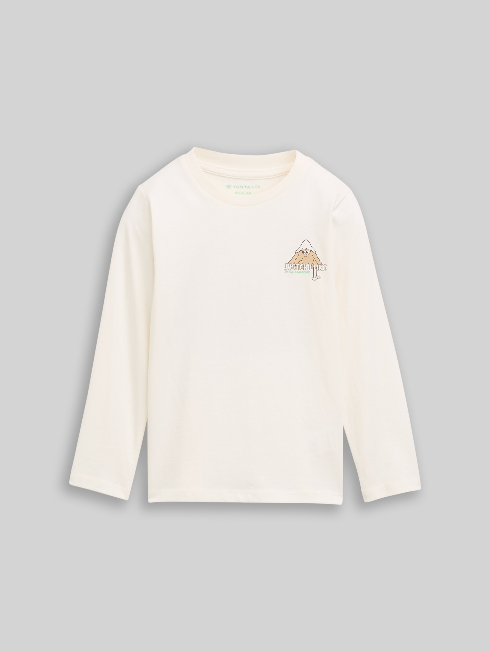 Langarmshirt mit Rückenprint - Wool White - Vorder-Produkt-Ansicht