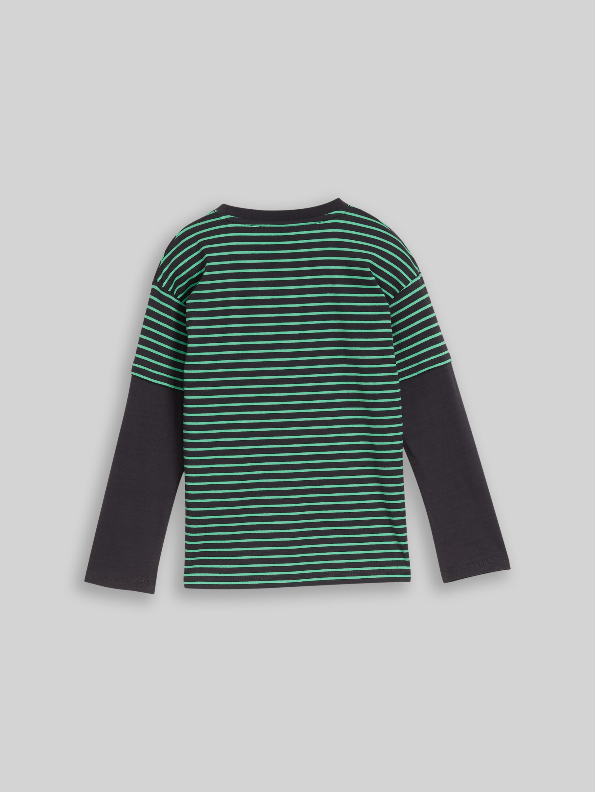 Oversize Langarmshirt im 2-in-1-Look - green grey small stripe