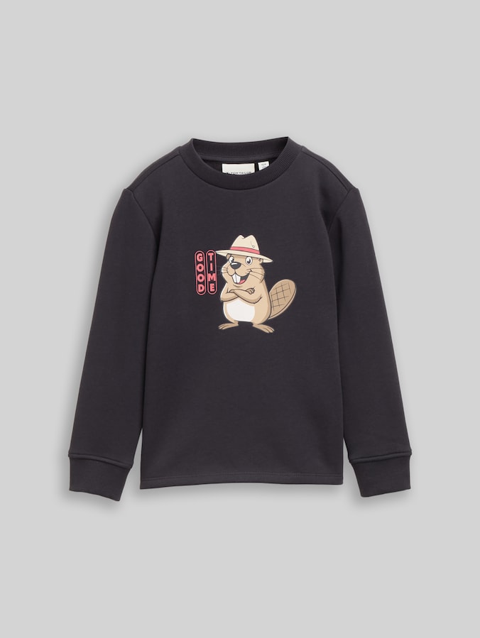 Sweatshirt met print door Mini Boys, coal grey