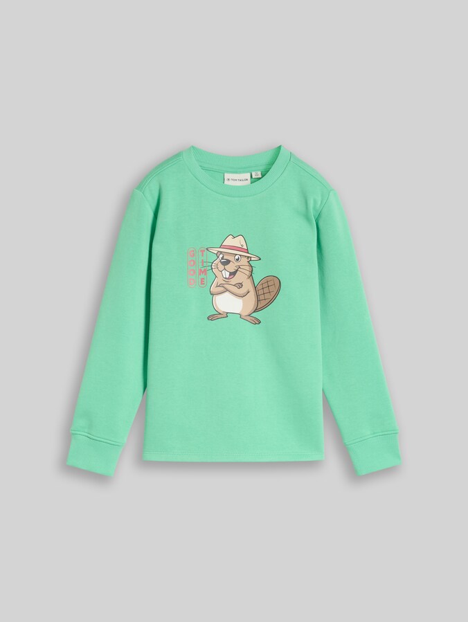 Sweatshirt mit Print von Mini Boys, leafy green