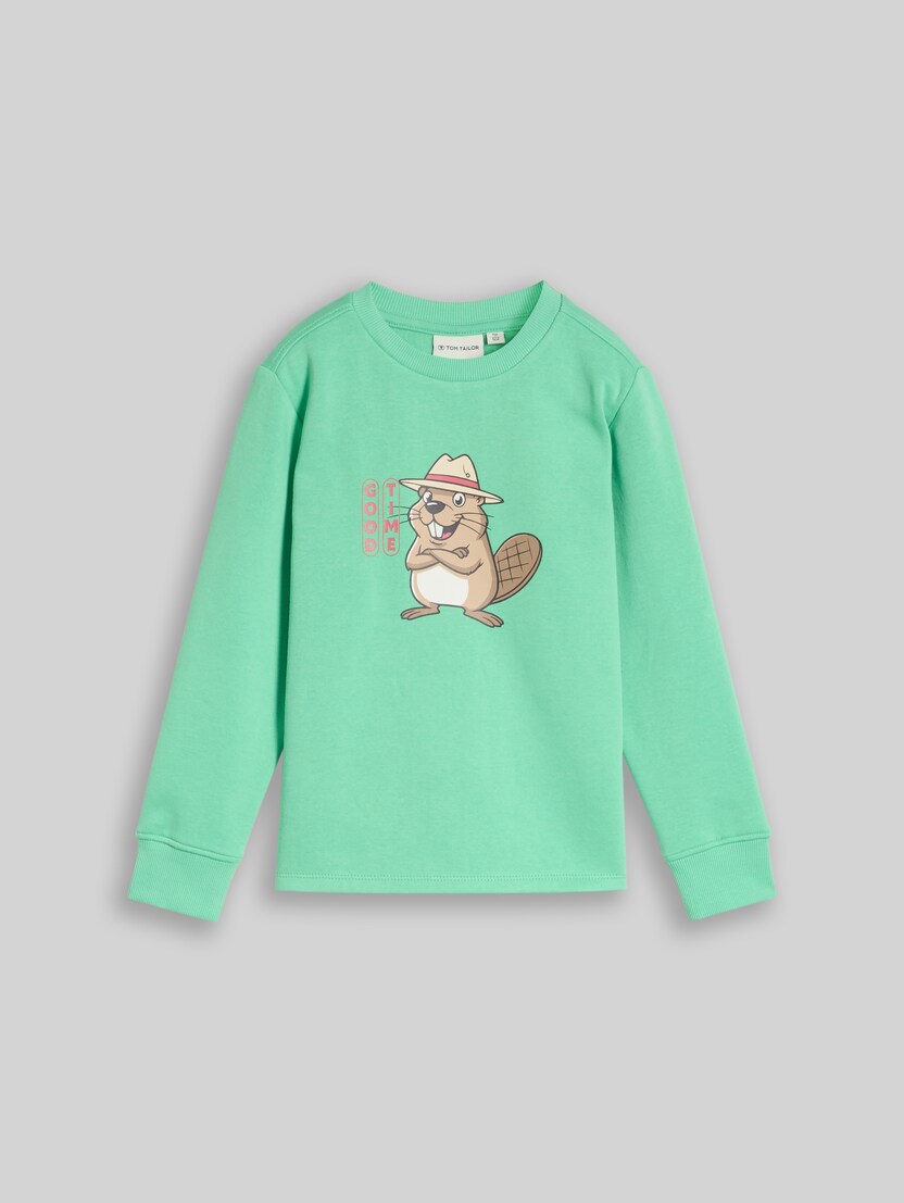 Sweatshirt mit Print von Mini Boys, leafy green