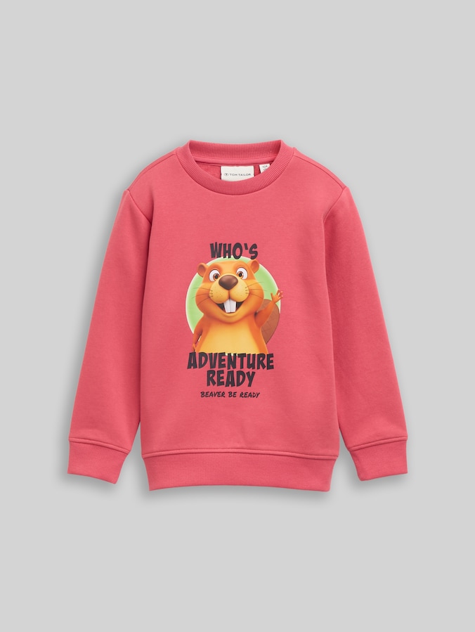 Sweatshirt mit Print von Mini Boys, Berry Red