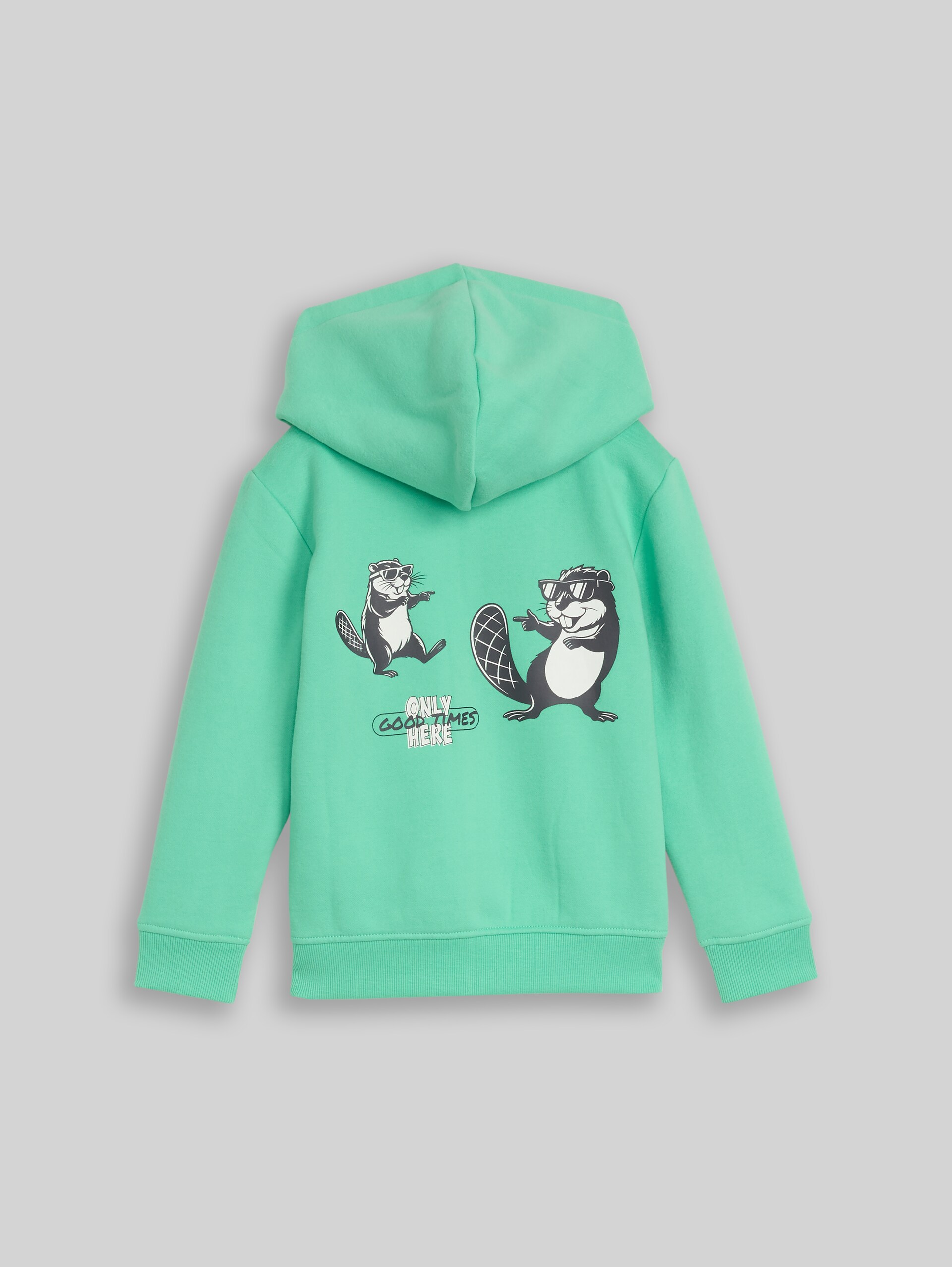 Hoodie Sweatjacke mit Rückenprint - leafy green