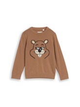 Ausgewählt, Strickpullover mit Tiermotiv von Tom Tailor, braun