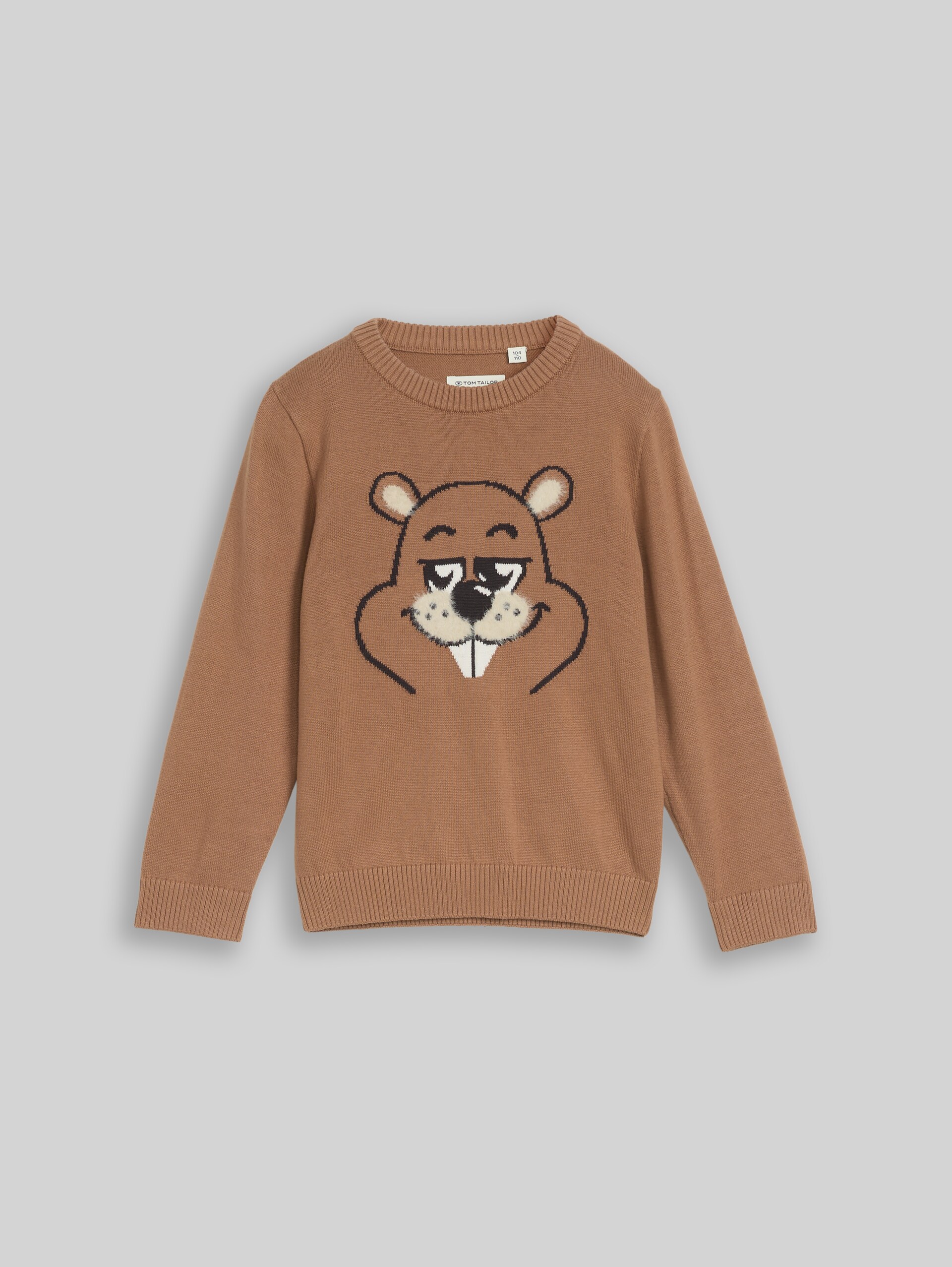 Strickpullover mit Tiermotiv - smoked wood