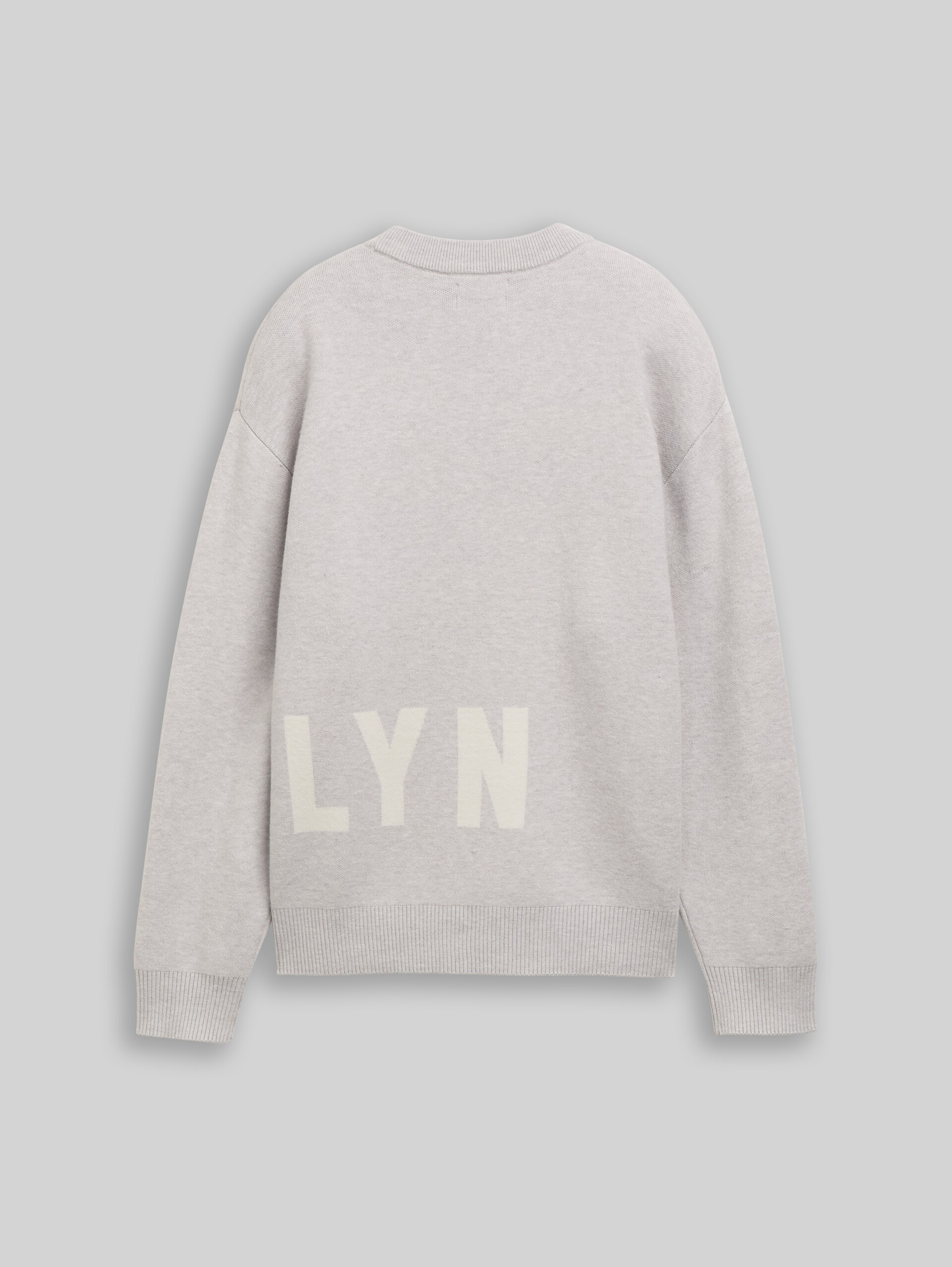 Oversize Jacquard Strickpullover - Light Stone Grey Melange