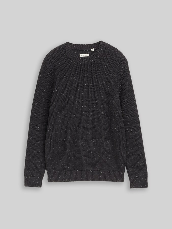Strickpullover in Melange-Optik von Teen Boys, coal grey