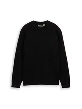 Ausgewählt, Oversize Jacquard Strickpullover mit Rückenmotiv von Tom Tailor, schwarz