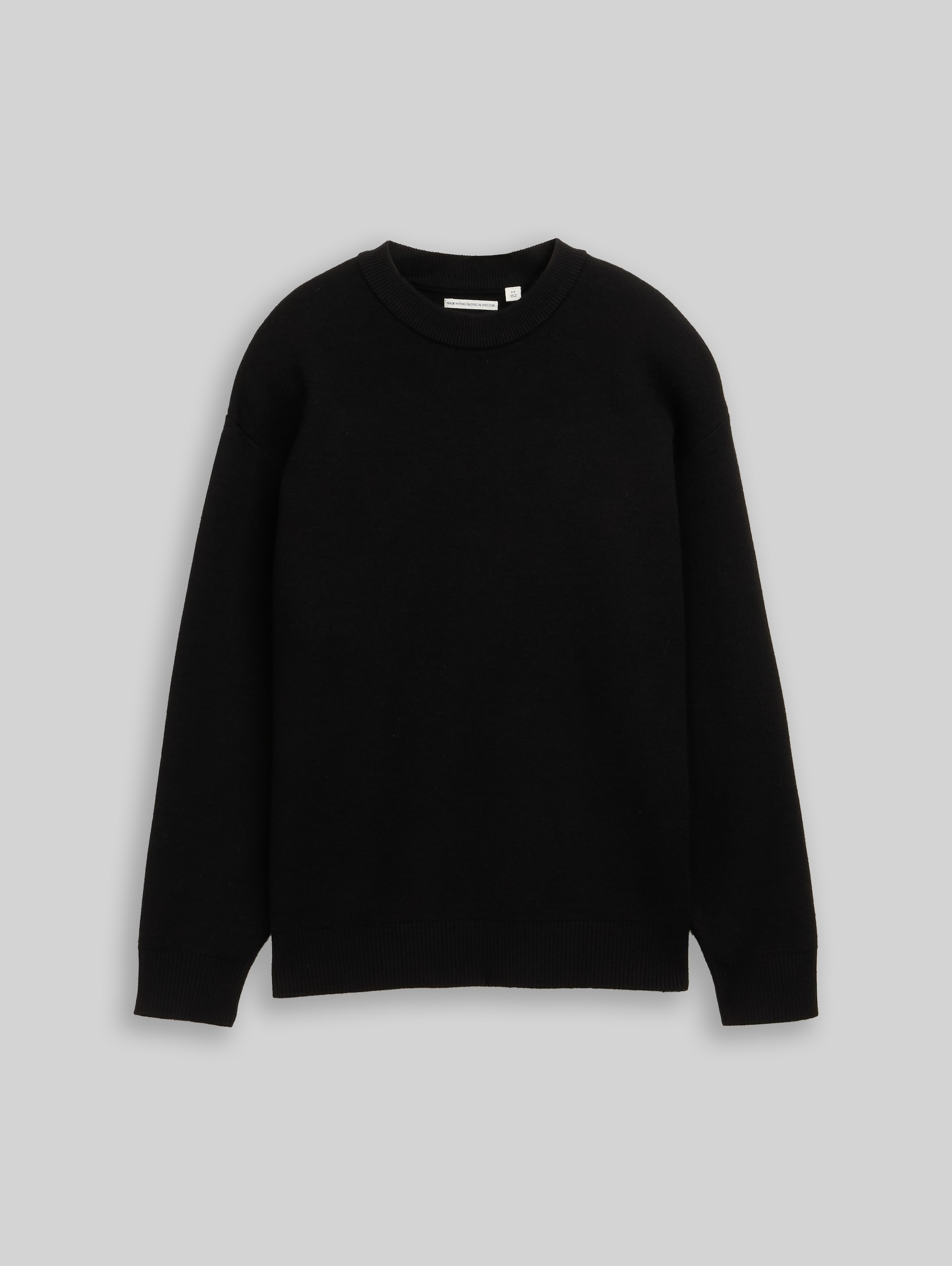 Oversize Jacquard Strickpullover mit Rückenmotiv - heavy black