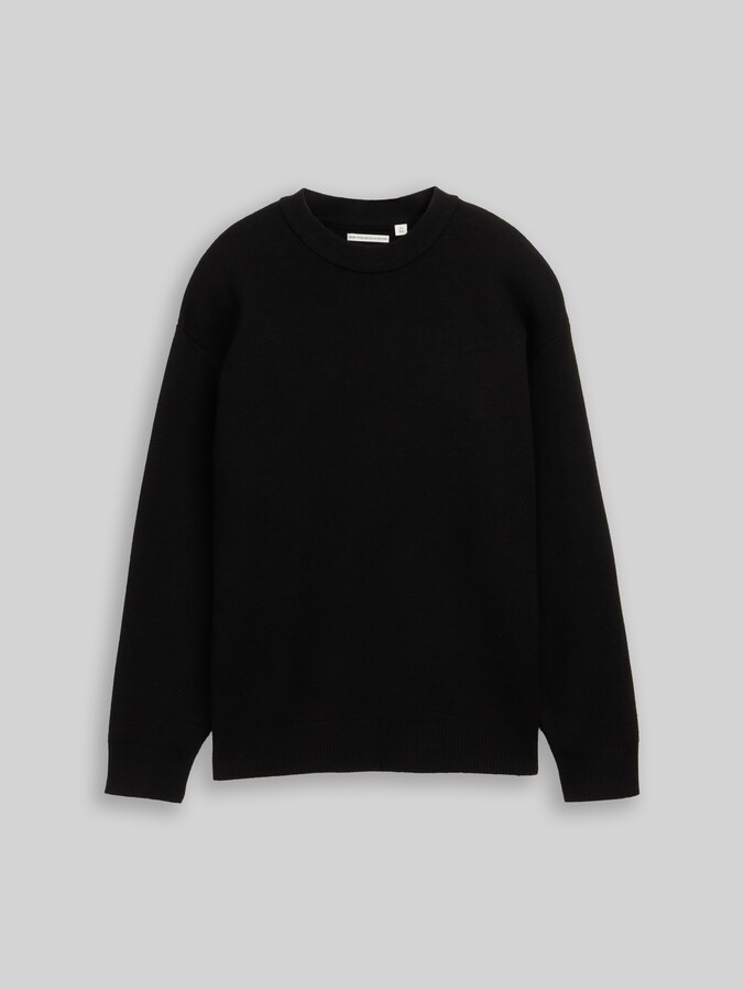 Pull en maille jacquard oversize avec motif dans le dos par Teen Boys, heavy black