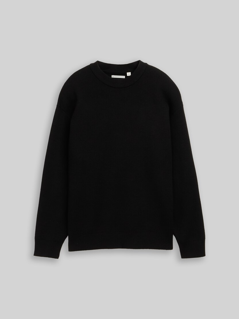 Pull en maille jacquard oversize avec motif dans le dos par Teen Boys, heavy black