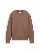 Nicht ausgewählt, Oversize Jacquard Strickpullover mit Rückenmotiv von Tom Tailor, braun