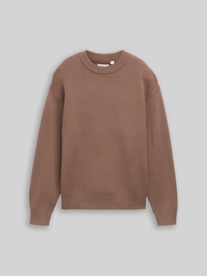 Pull en maille jacquard oversize avec motif dans le dos par Teen Boys, seed brown