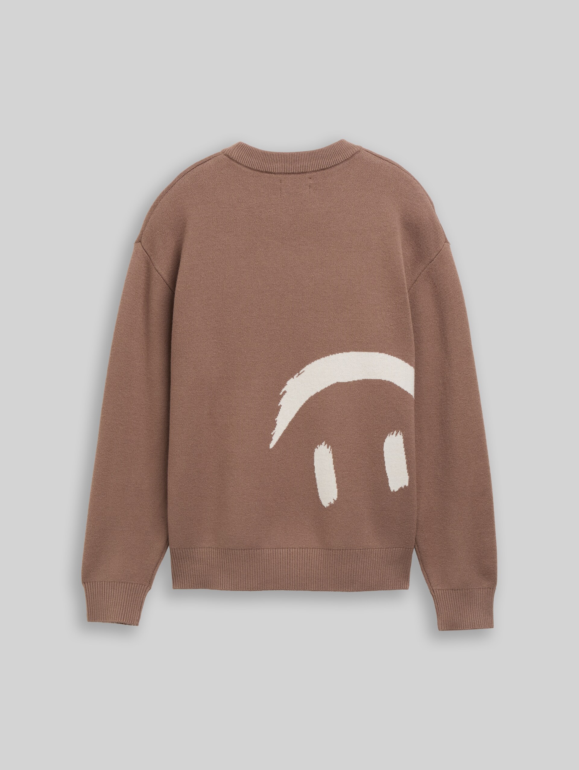 Oversize Jacquard Strickpullover mit Rückenmotiv - seed brown